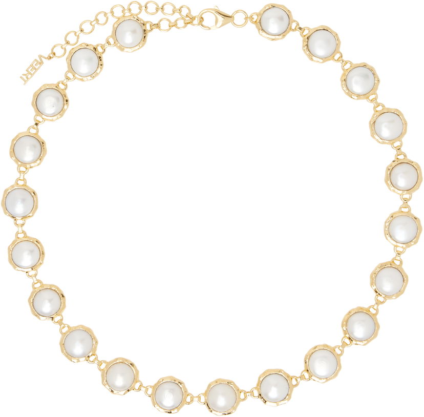 Ogrlica VEERT VEERT 'The Pearl Circle' Gold-Tone & Faux Pearl Necklace Metalik | JLG0022YG