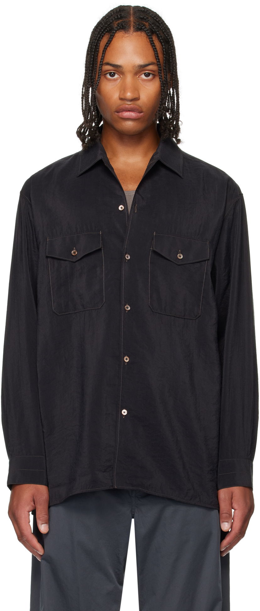Košulja LEMAIRE Lemaire Convertible Collar Shirt Crna | SH1202 LF1308