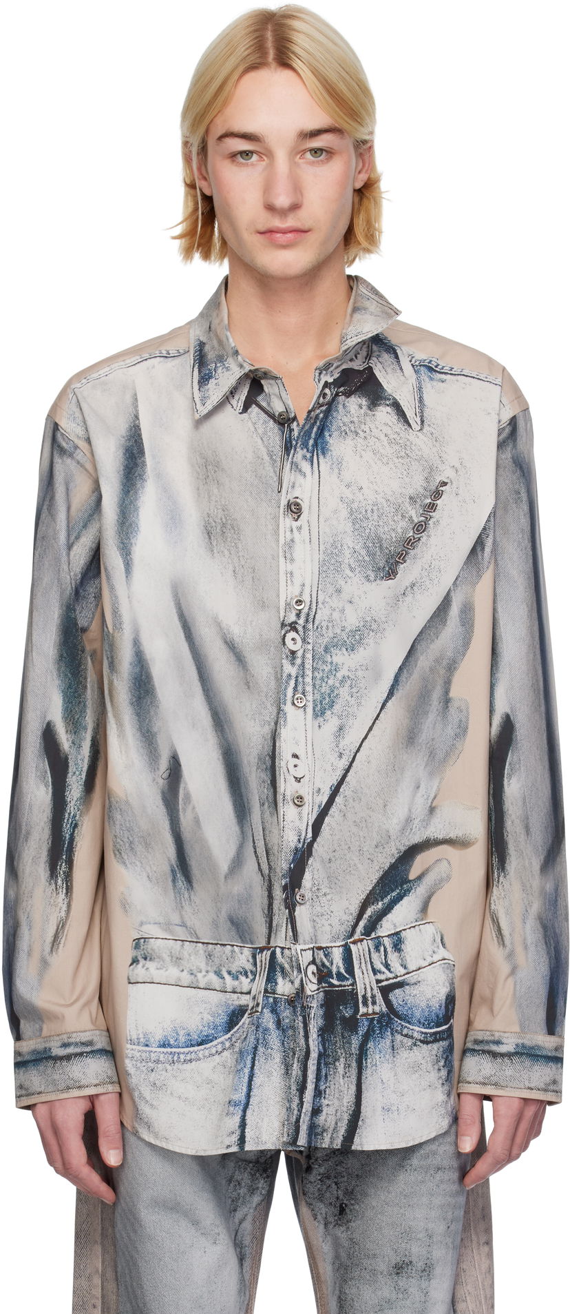 Košulja Y/PROJECT Trompe L'oeil Print Shirt Plava | 201SI014