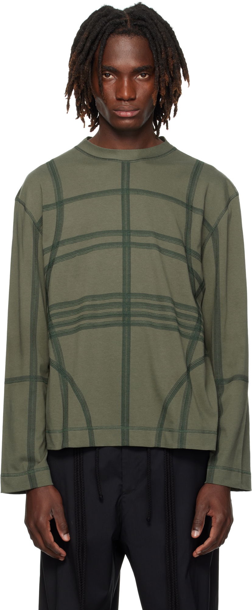 Majica kratkih rukava Craig Green Craig Green Flatlock Long Sleeve T-Shirt Zelena | CGAW25CJETLS11