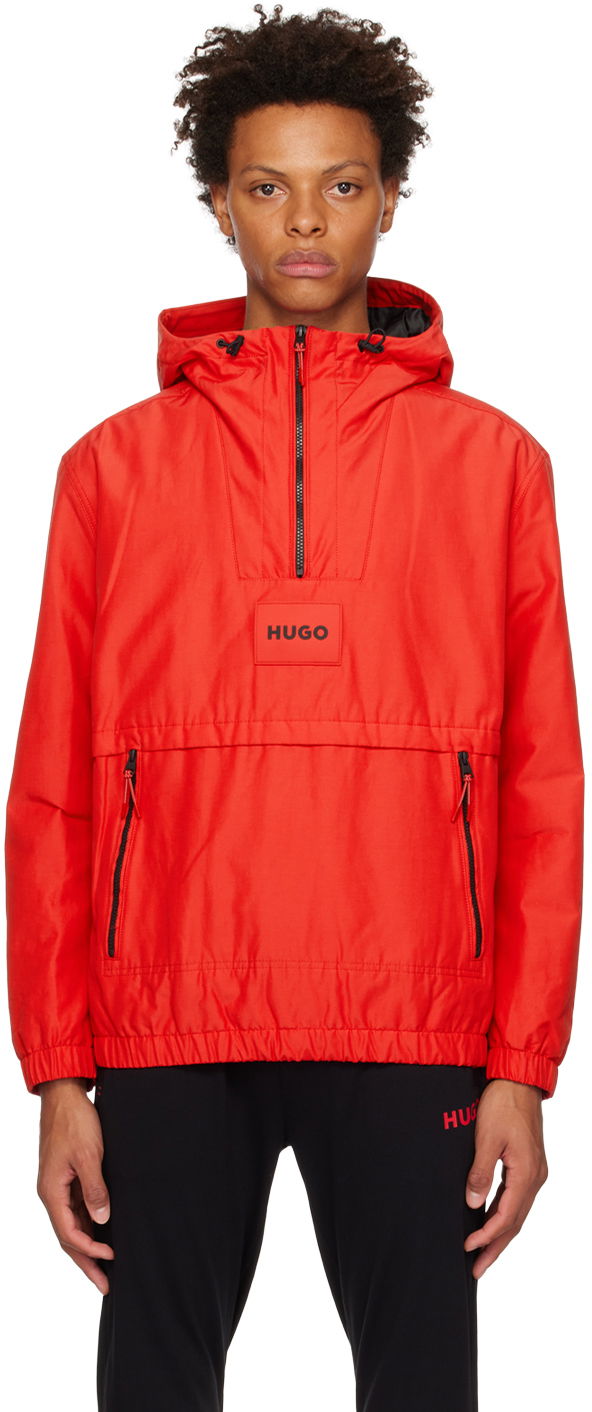 Vjetrovka BOSS Hooded Patch Jacket Crvena | 50482776