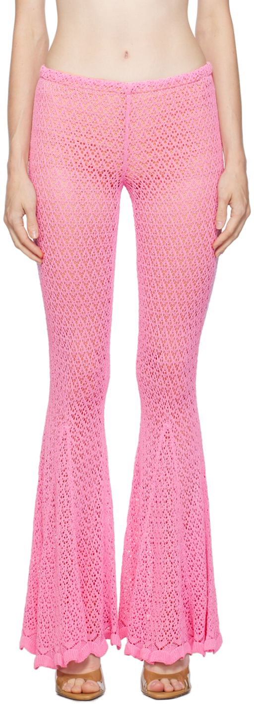 Hlače Blumarine Flared Crochet Trousers Ružičasta | P344P002A