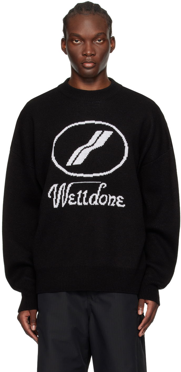 Džemper We11done Designer Logo Jacquard Sweater Crna | WD-KO8-20-507-U-BK