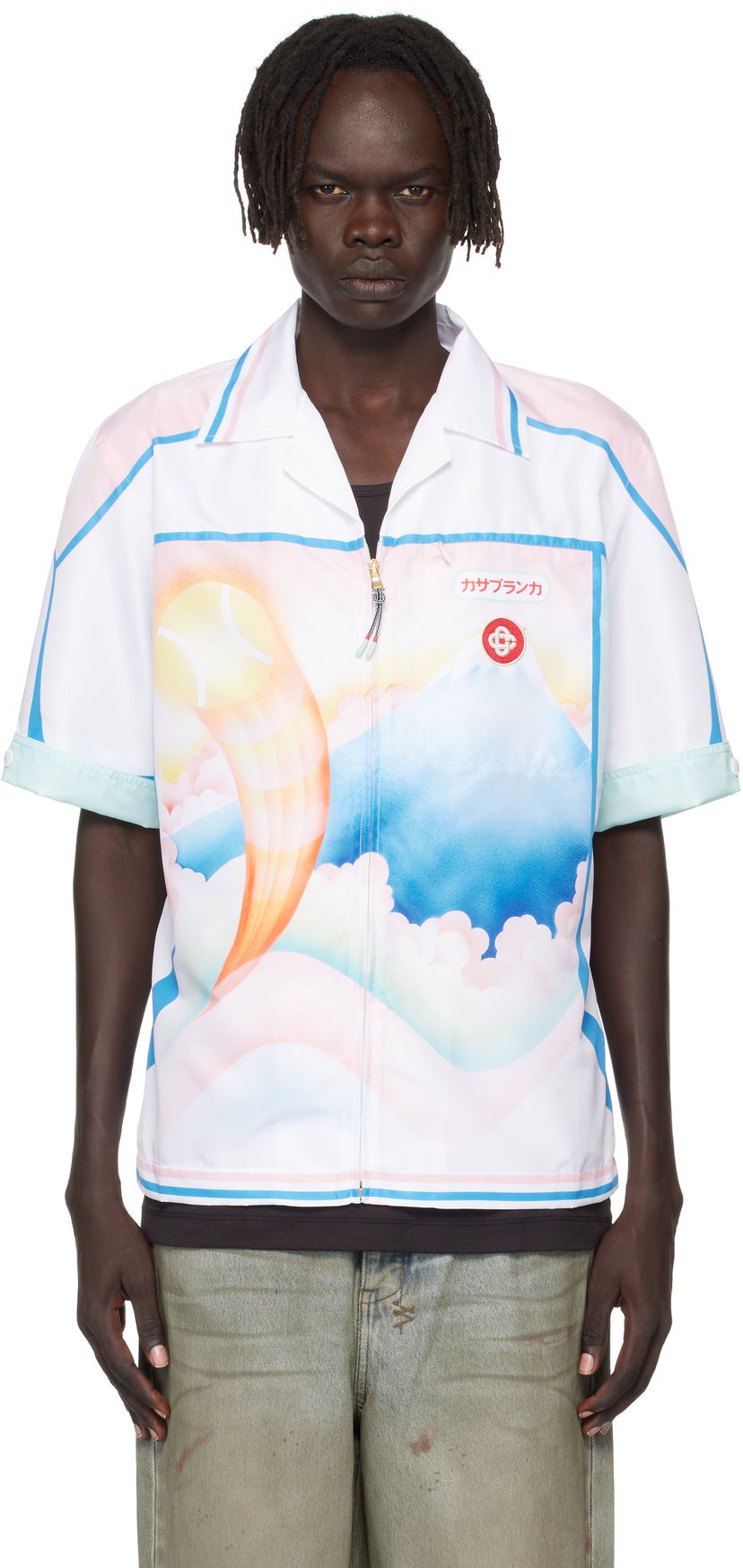 Košulja Casablanca Casablanca Fuji Dream Zip Shirt Bijela | MPF25-SWM-064-01