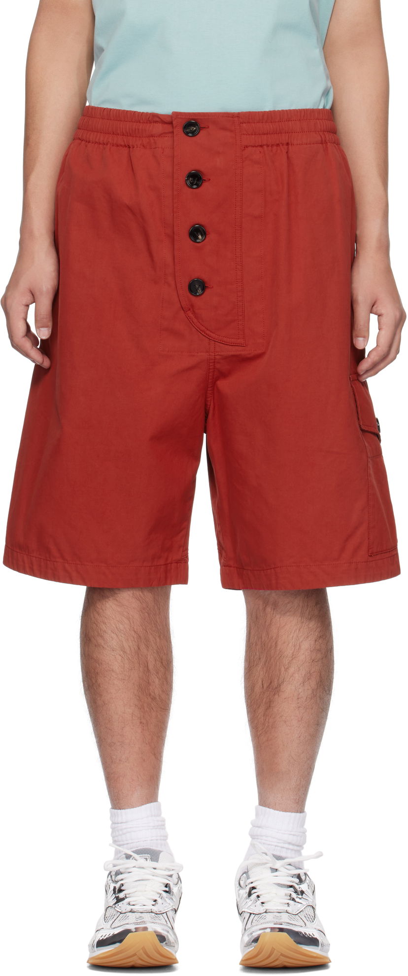 Kratke hlače Bottega Veneta Bottega Veneta Cotton Twill Shorts Crvena | 811896V4CS06155