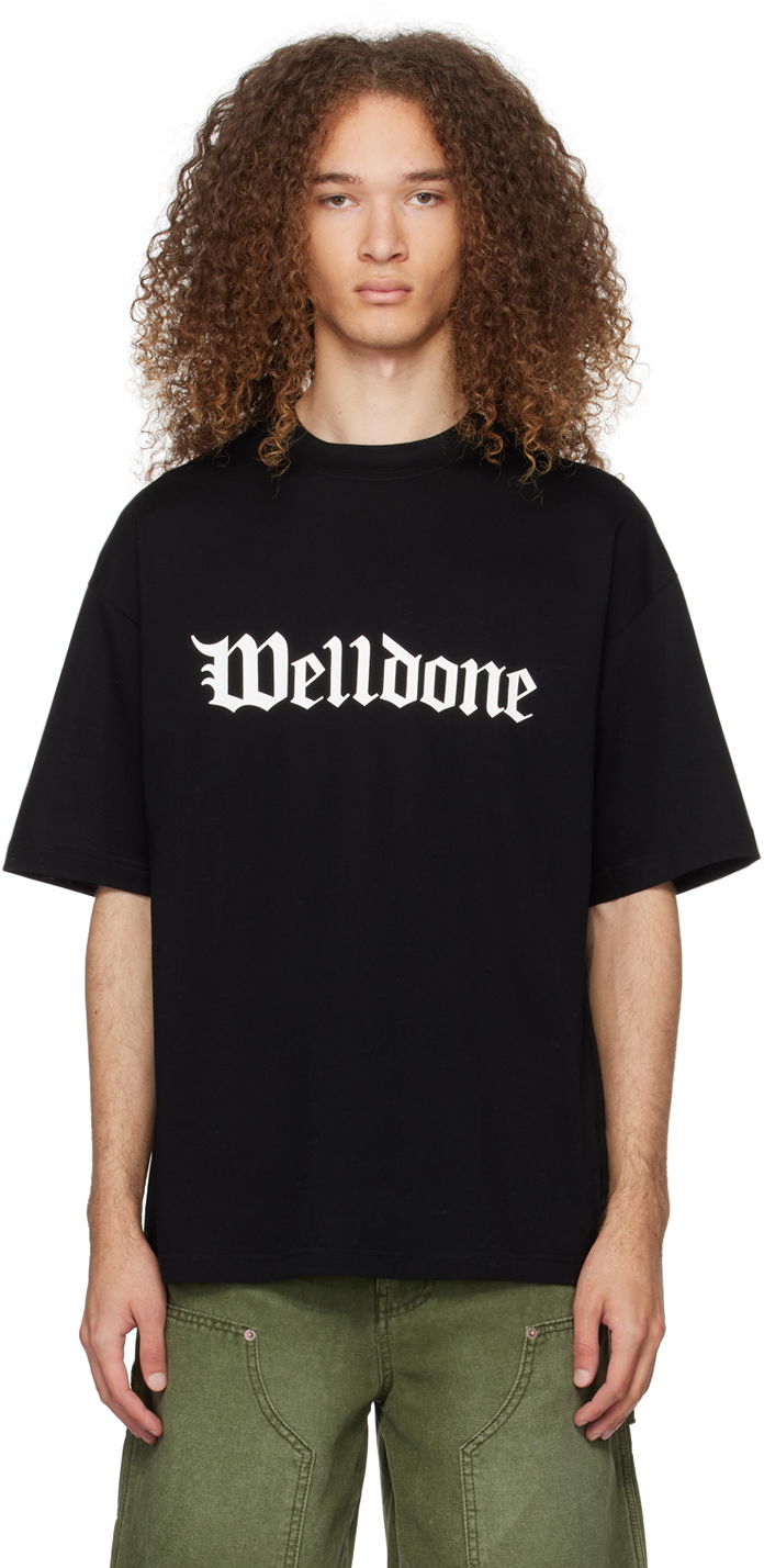 Majica kratkih rukava We11done We11done Gothic Logo T-Shirt Crna | WD-TT0-24-899-U-BK
