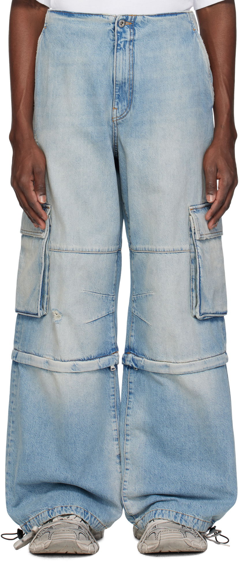 Cargo hlače We11done We11done Faded Denim Zip-off Cargo Pants Plava | WD-DP0-25-393-M-SK