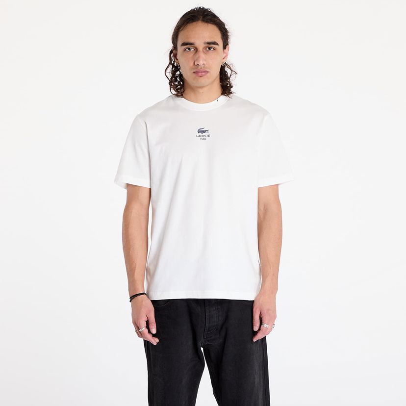 Majica kratkih rukava Lacoste T-shirt Signature Print Cotton T-shirt Flour M Bijela | TH2739 70V