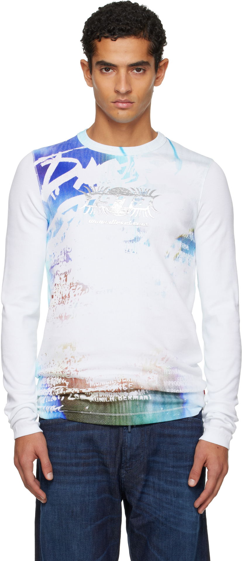 Majica kratkih rukava Diesel Long Sleeve Abstract Graphic T-shirt Višebojno | A19435-0JEAI-141A