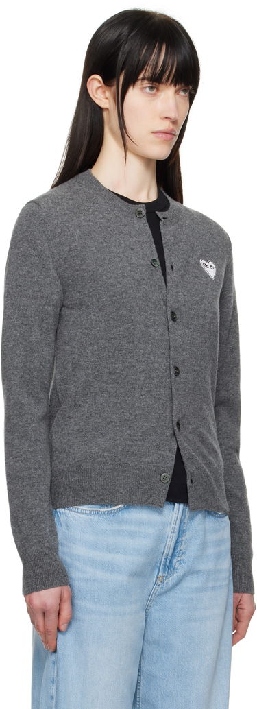 Džemper Comme des Garçons Black Cardigan With White Heart Crna | AX-N061-051, 4