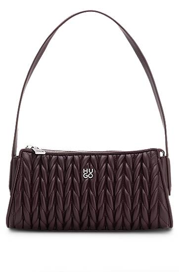 Ručna torbica BOSS HUGO Textured Hobo Bag Tamnocrvena | 50547833