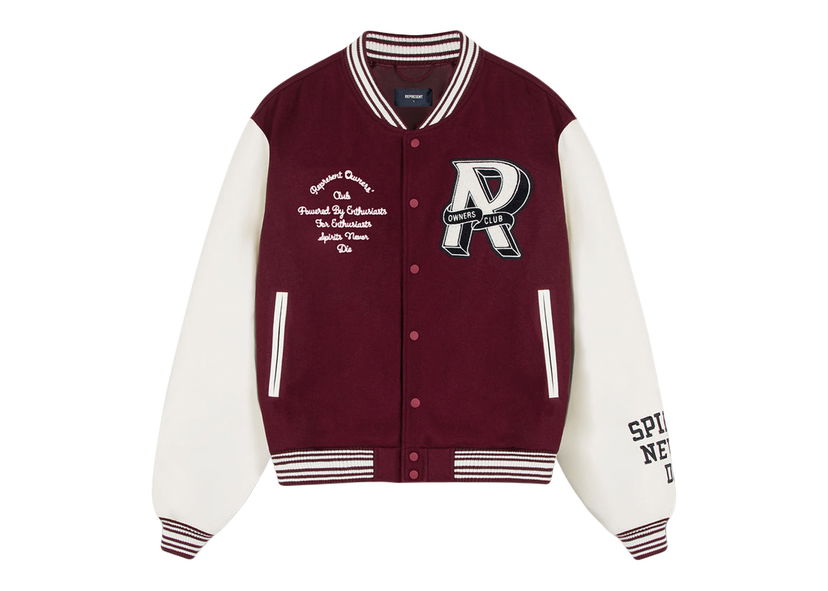 Jakna Represent Clo Represent Owners Club Varsity Jacket Maroon/White Tamnocrvena | M01204-241