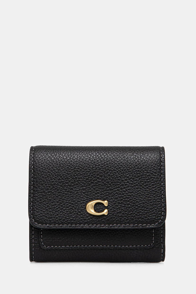 Novčanik Coach Pebbled Leather Mini Flap Wallet Crna | CAO13