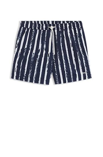 Kupaći kostimi BOSS Striped Swim Shorts with Logo Tamnoplava | 50544499