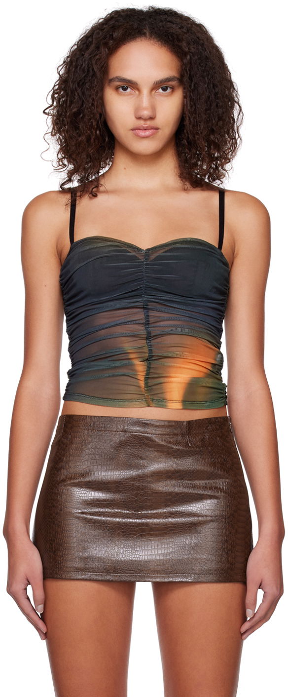 Majica bez rukava Miaou Miaou Renzo Ruched Mesh Tube Top Višebojno | 7064PM1AUR