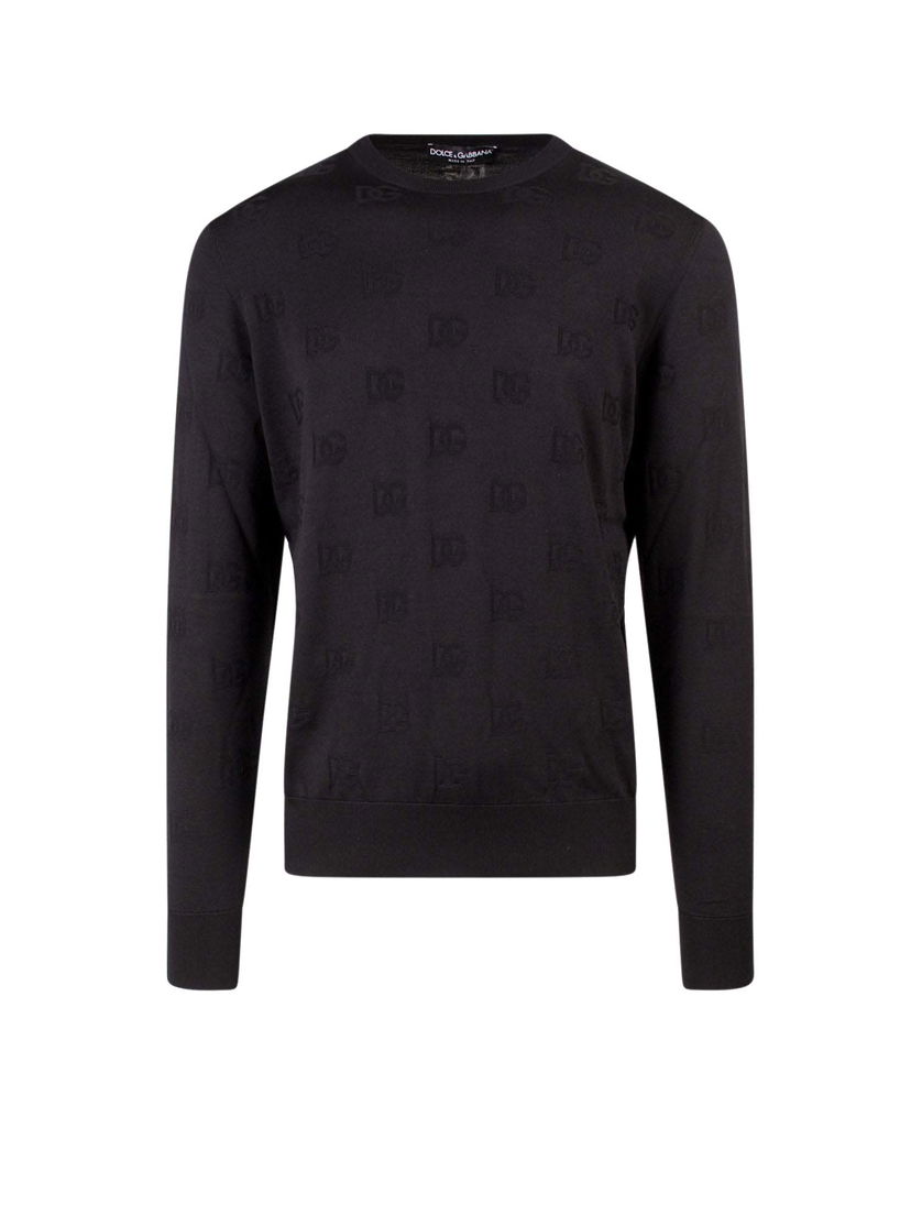 Džemper Dolce & Gabbana Silk All-Over Logo Sweater Black Crna | GXJ79TJAST6#N0000