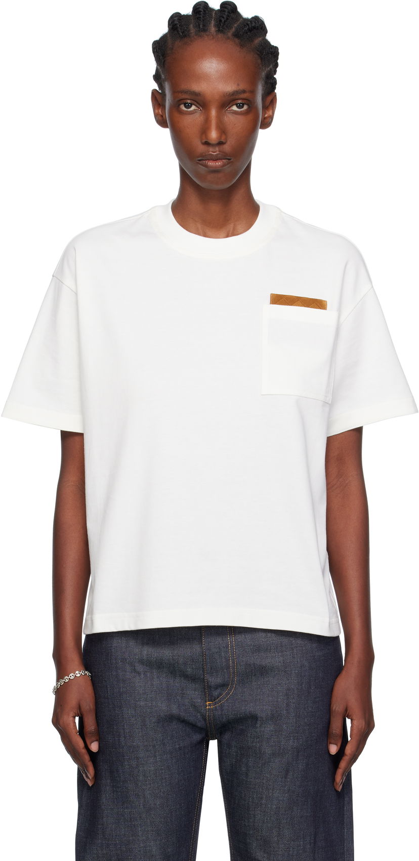 Majica kratkih rukava Bottega Veneta Bottega Veneta Cotton Jersey T-Shirt with Pocket Bijela | 838925 V4N50