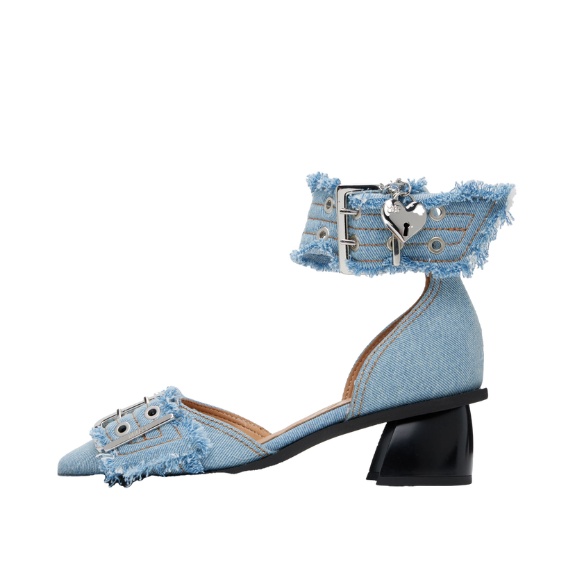 Tenisice i cipele GANNI GANNI Denim Buckle Open Cut Heels Plava | S2942