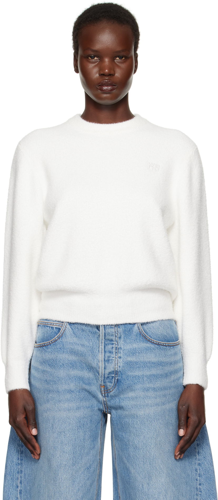 Džemper Alexander Wang Alexander Wang.T Relaxed Embroidered Logo Sweater Bijela | 4KC1251046