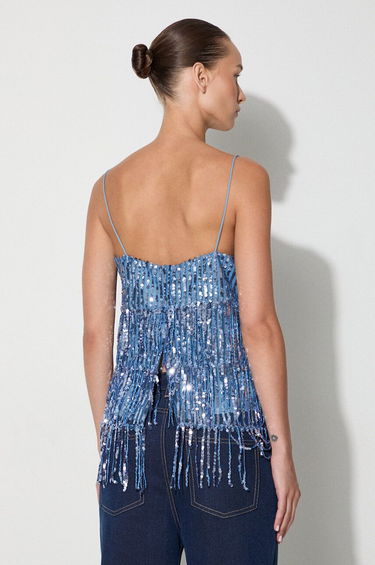 Majica bez rukava Samsoe Samsoe Sequined Fringe Cami Top by Samsoe Samsoe Plava | F23200094, 2