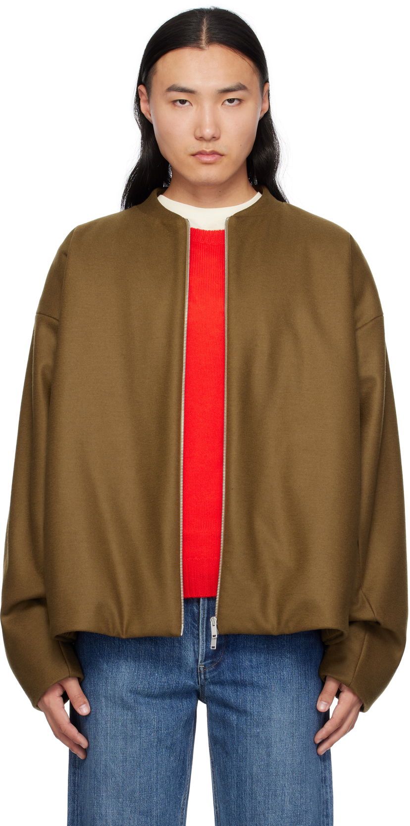 Bomber jakna Jil Sander Zip Up Bomber Jacket Smeđa | J22BN0225_J40045