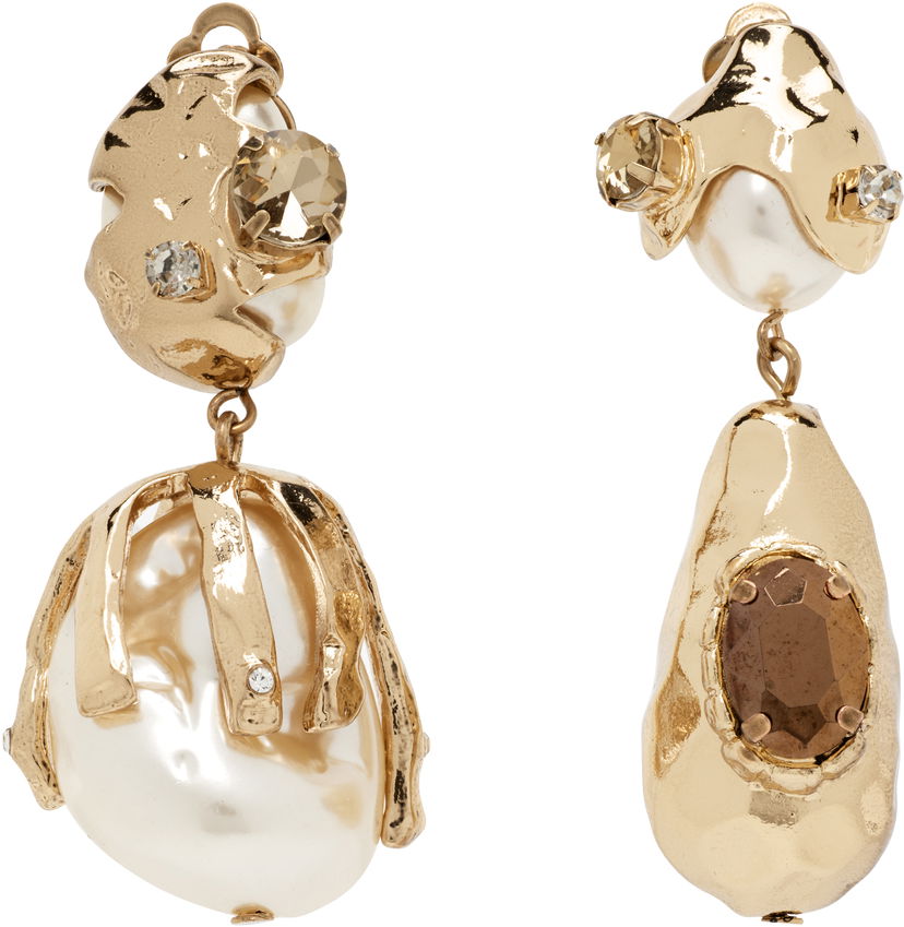 Naušnice Max Mara Weekend Max Mara Bairo Gold-Tone & Faux Pearl Earrings Metalik | 2525756114600
