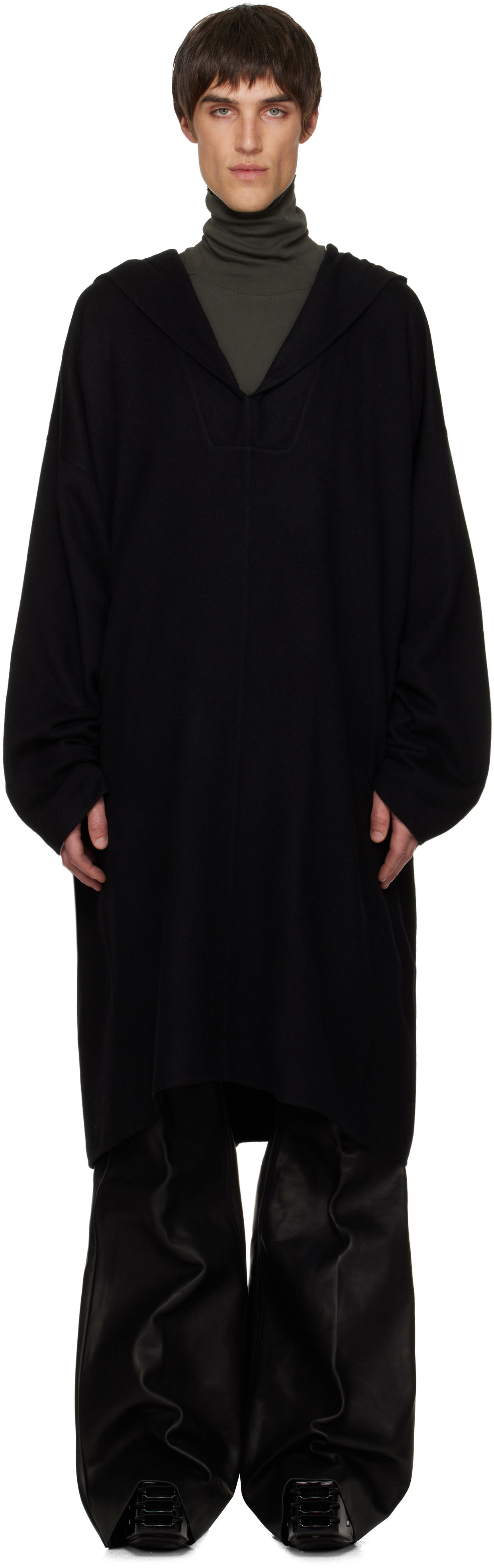 Kaputi Rick Owens Rick Owens Concordians LS Knee Kaftan Coat Crna | RR02E1910 DBC, 0