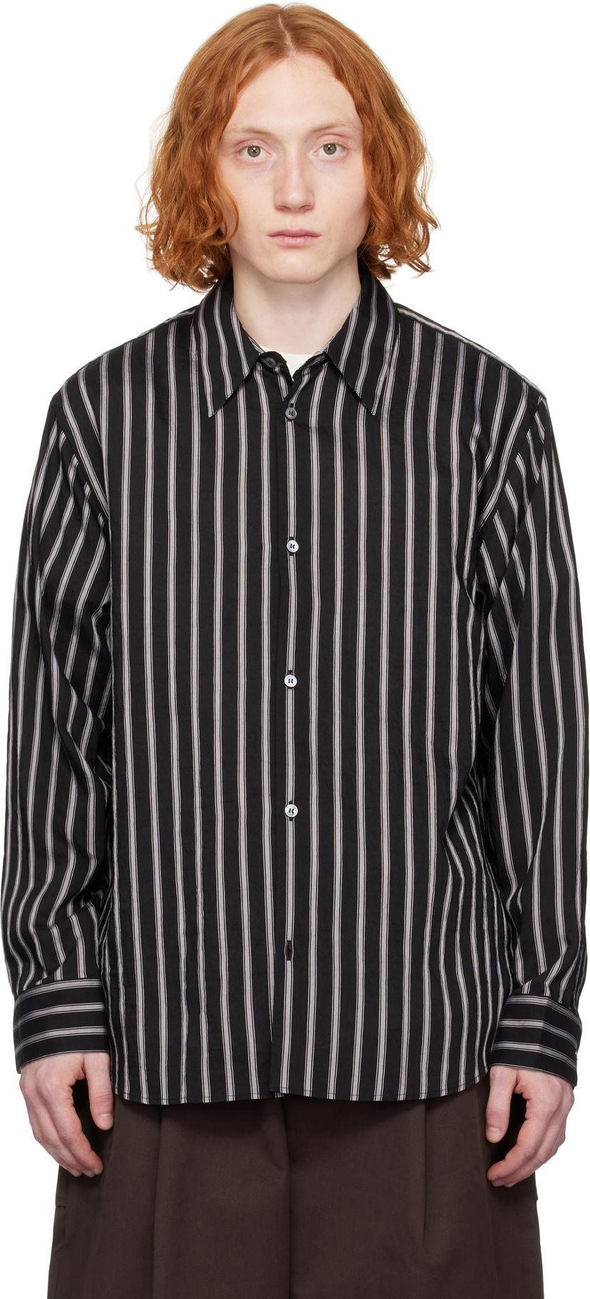 Košulja Studio Nicholson Studio Nicholson Striped Button-Down Shirt Crna | VIEW SNM - 1126