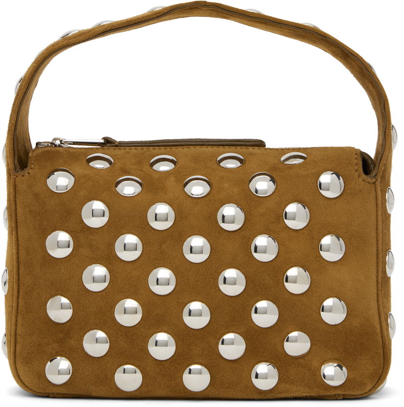 Ručna torbica Khaite Small Elena Studded Suede Bag Smeđa | H2032-849