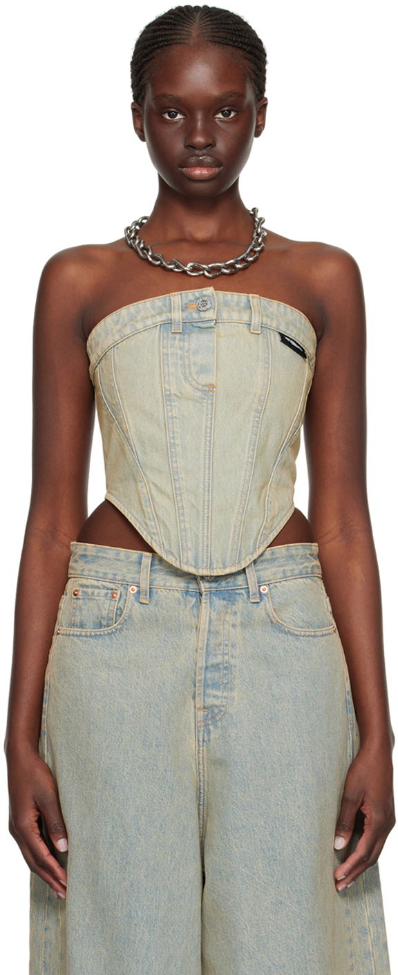 Majica bez rukava VETEMENTS Paneled Denim Tank Top Bež | WE64TO100S
