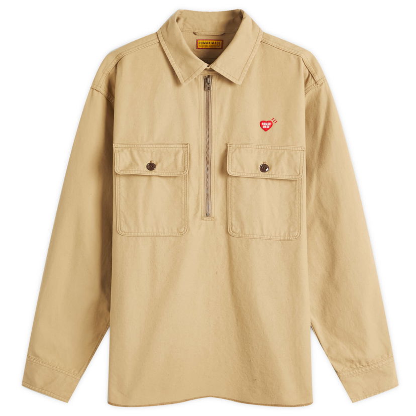 Košulja Human Made Human Made Men's Zip-Up Work Shirt, Size Large Bež | HM29SH002-BEI