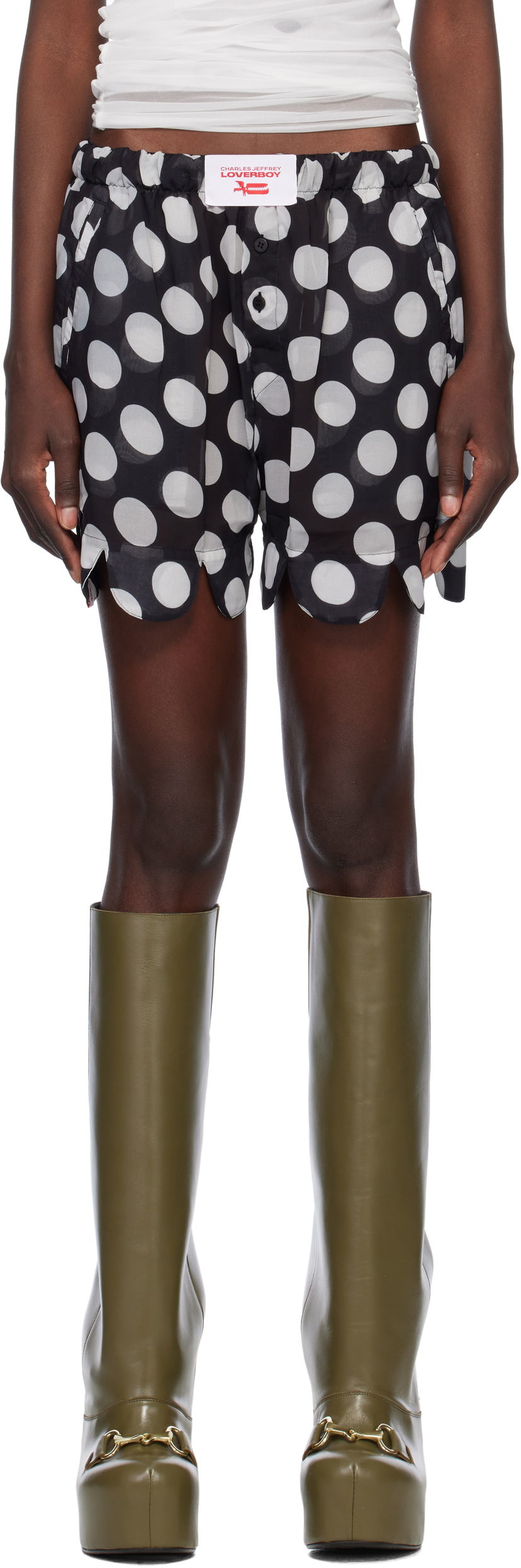 Bokserice Charles Jeffrey Loverboy Charles Jeffrey LOVERBOY Scalloped Boxer Shorts Crna | 54030401