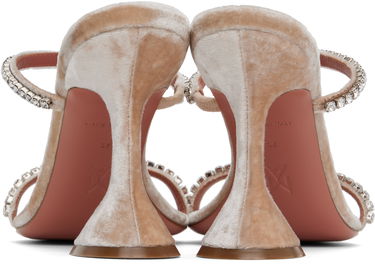 Dodaci Amina Muaddi Amina Muaddi Gilda Crystal-Embellished Velvet Heeled Sandals Bež | GILDA SLIPPER VELVET, 1