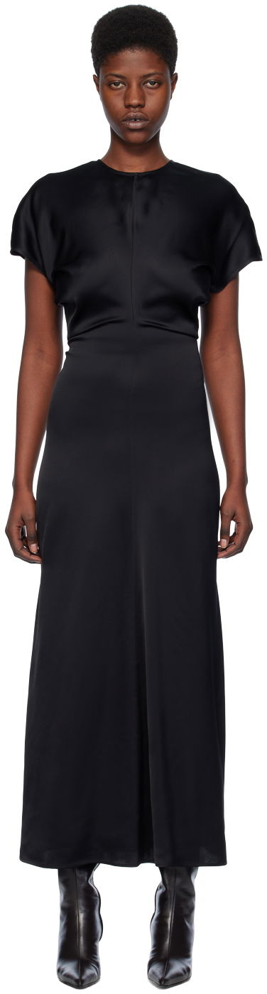 Haljina TOTEME TOTEME Slouch Waist Maxi Dress Crna | 241-WRD1103-FB0020