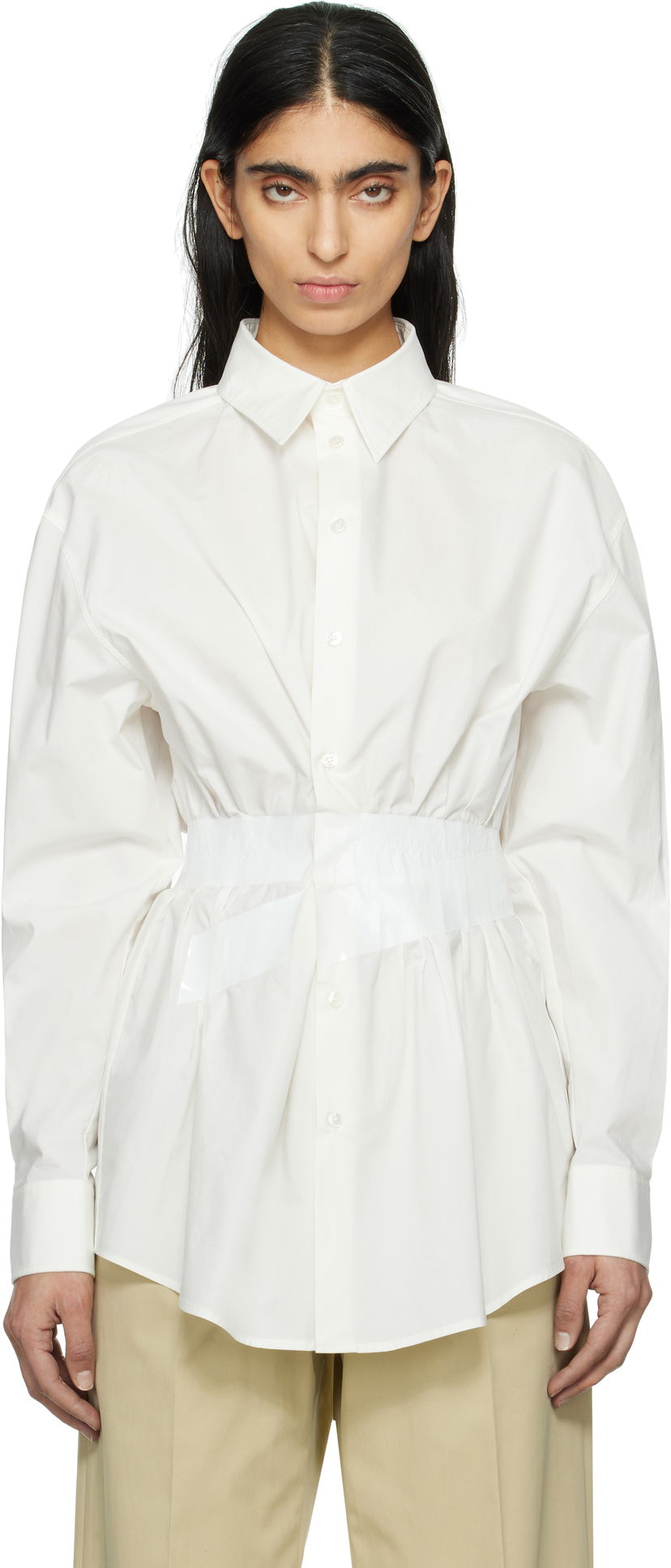 Košulja Maison Margiela MM6 Maison Margiela Cotton Poplin Taped Shirt Bijela | S52DT0045 M35256