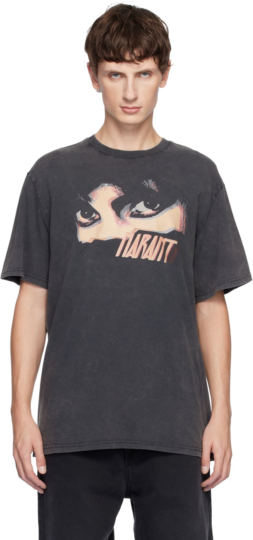Majica kratkih rukava ISABEL MARANT Hugo Graphic Print Crewneck T-shirt Crna | 25ATS0149HA-C3N05H