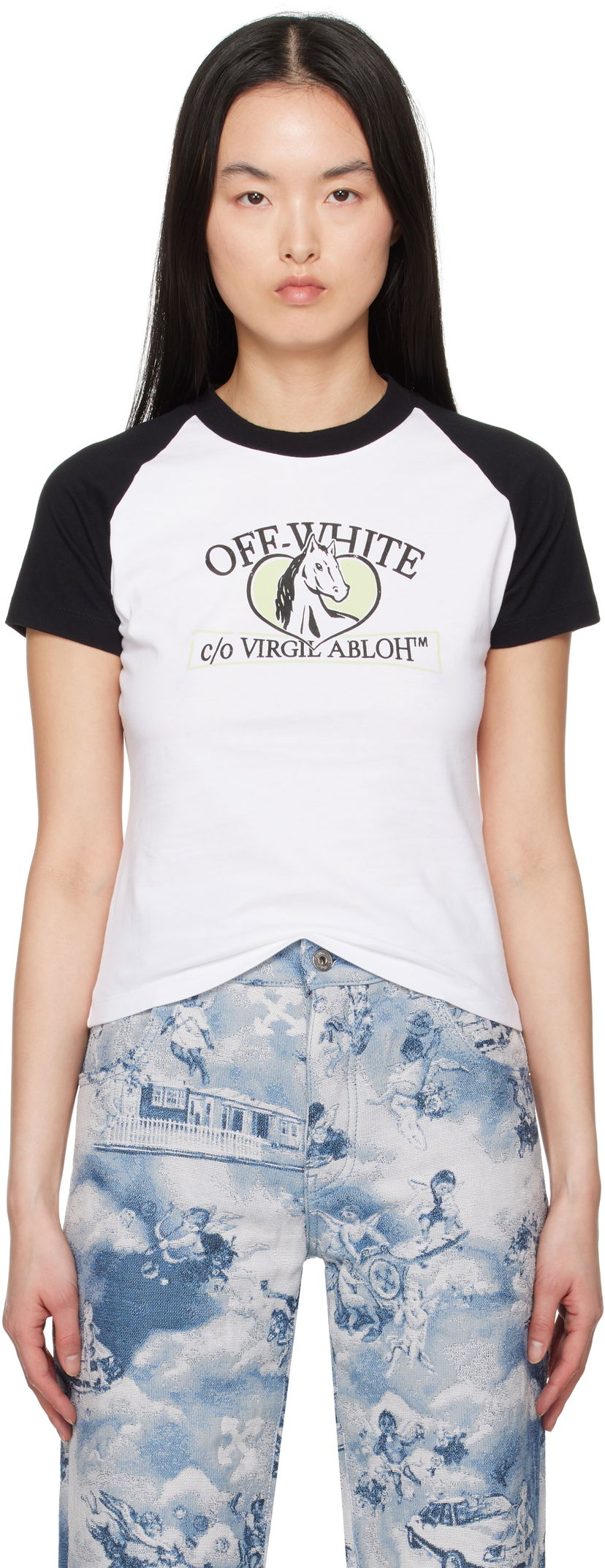 Majica kratkih rukava Off-White Off-White Horse Billboard Raglan T-Shirt Bijela | OWAA137S25JER0010110