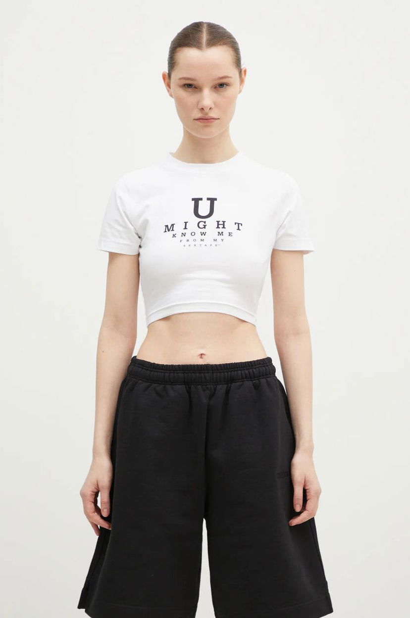 Crop top VETEMENTS Cropped Fitted 'U Might Know Me' T-Shirt Bijela | WA66TR750W