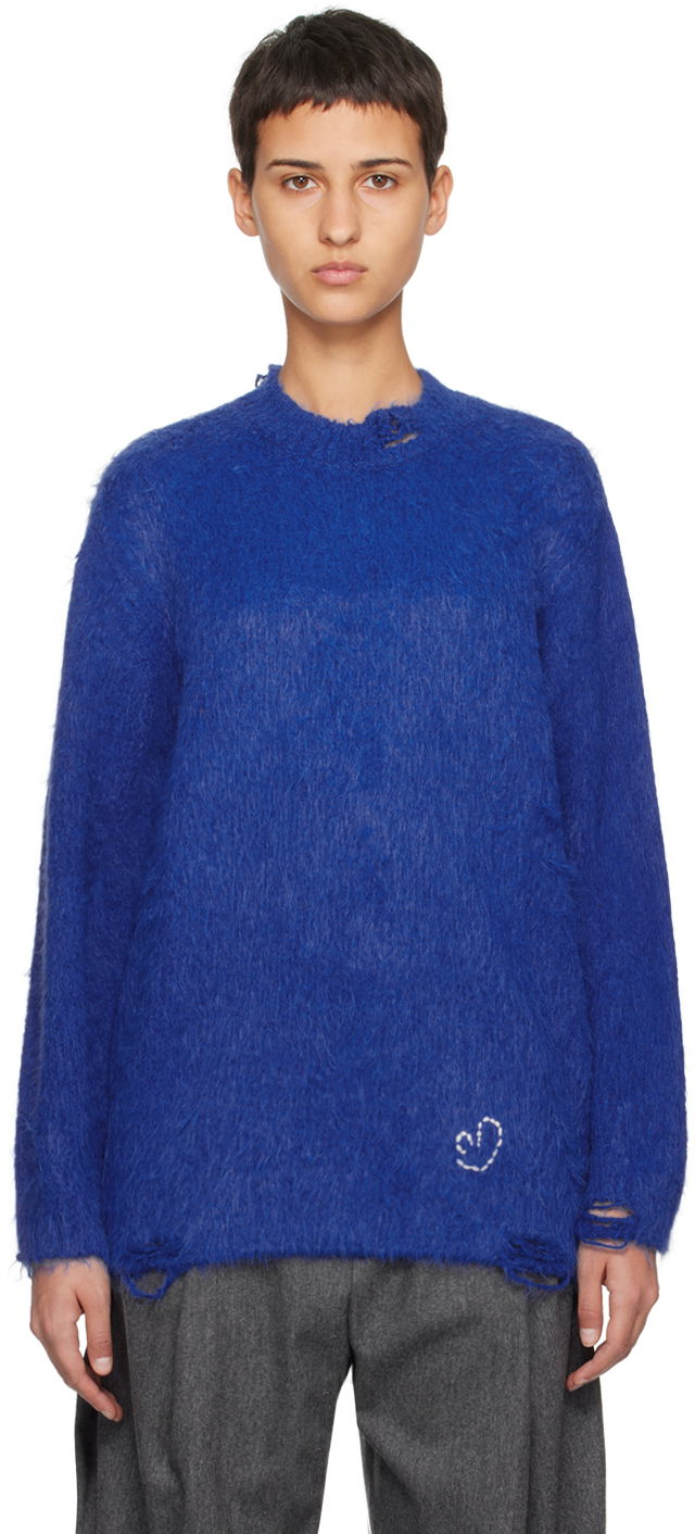 Džemper ADER ERROR Rous Distressed Knit Sweater Plava | BMADFWKT0304BL