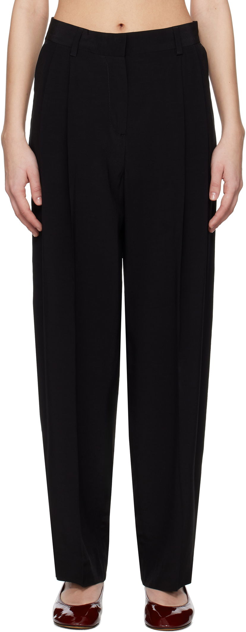 Hlače TOTEME TOTEME Double-Pleat Straight Trousers Crna | 252-WRB0289-FB0378