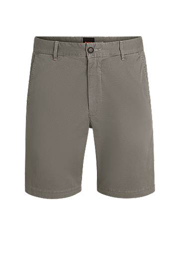 Kratke hlače BOSS Slim-Fit Stretch Cotton Twill Chino Shorts Siva | 50536884