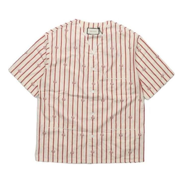 Košulja Gucci Double G Stripe Bowling Shirt Bijela | 618919-ZAERI-9647, 0