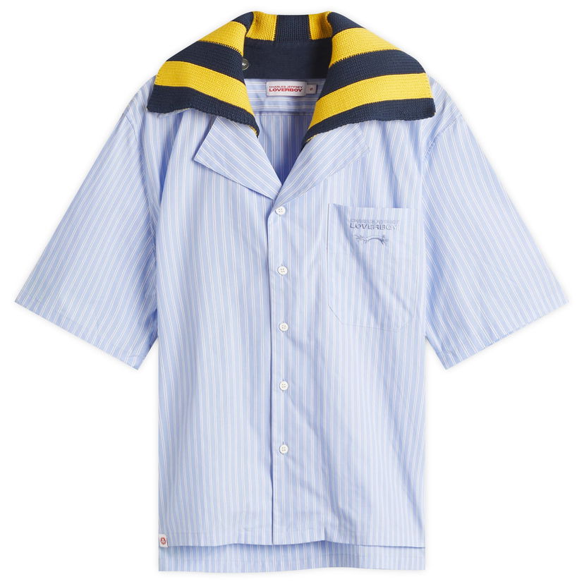 Košulja Charles Jeffrey Loverboy Charles Jeffrey Loverboy Hawaiian Shirt With Knit Collar Plava | 054070101