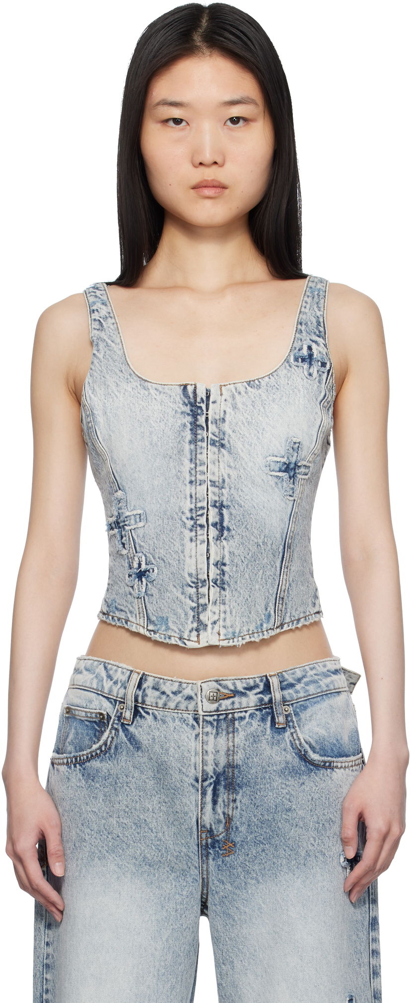 Majica bez rukava Ksubi Ksubi Gigi Bustier Klassic Kraftwerk Denim Tank Top Plava | WPS25FT002