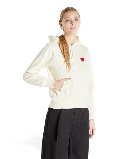 Dukserice Comme des Garçons PLAY Sweatshirt Knit Hoodie Žuta | AZT173 Ivory