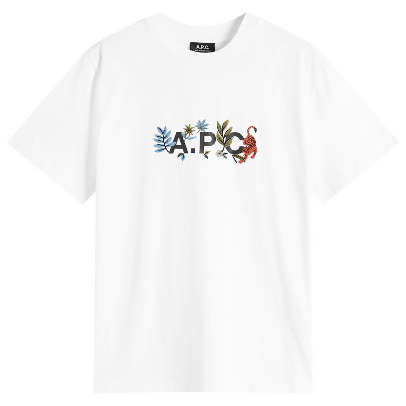 Majica kratkih rukava A.P.C. Men's Auguste Nature Logo T-Shirt, Size Medium Bijela | COBQX-M26497-AAB