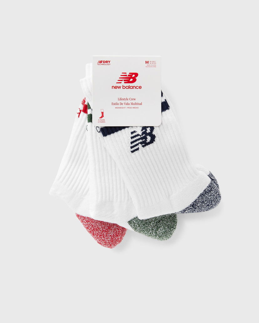 Čarape New Balance Midweight Crew Socks 3 Pairs Bijela | LAS35210-AS1