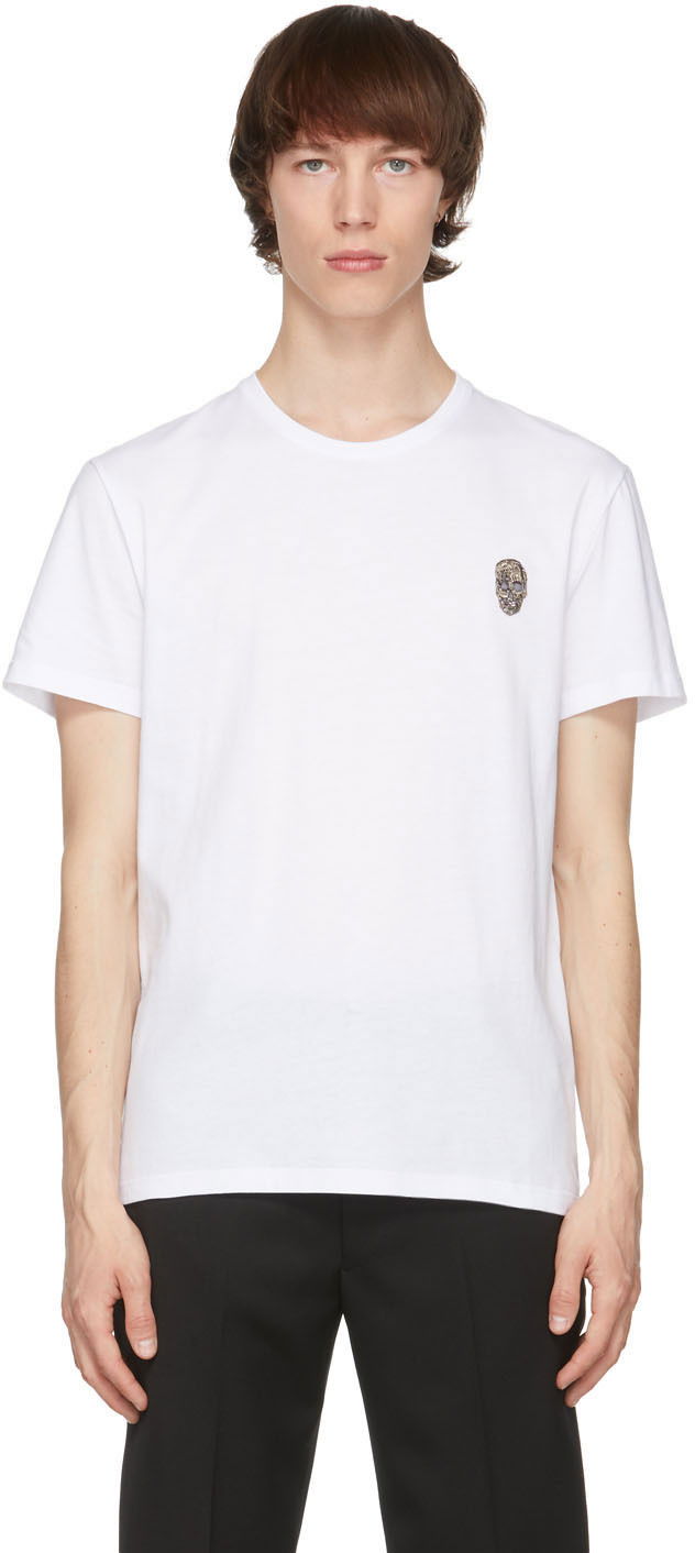 Majica kratkih rukava Alexander McQueen Alexander McQueen Skull Badge T-Shirt Bijela | 662486QRX04