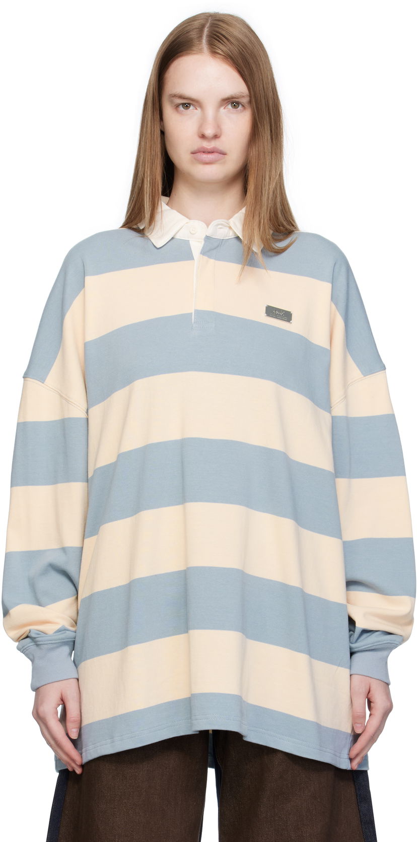 Polo majica Ksubi Ksubi Rugged Ruby Striped Long Sleeve Polo Plava | WFA25TE023