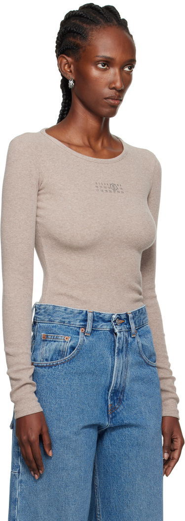 Majica kratkih rukava Maison Margiela MM6 Maison Margiela Wool Blend Rib Jersey Long Sleeve T-Shirt Crna | S52NH0029 M20122, 4
